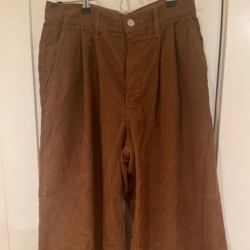 Levi's Premium High Loose Culotte Corduroy Brown Wide Leg Jeans 27